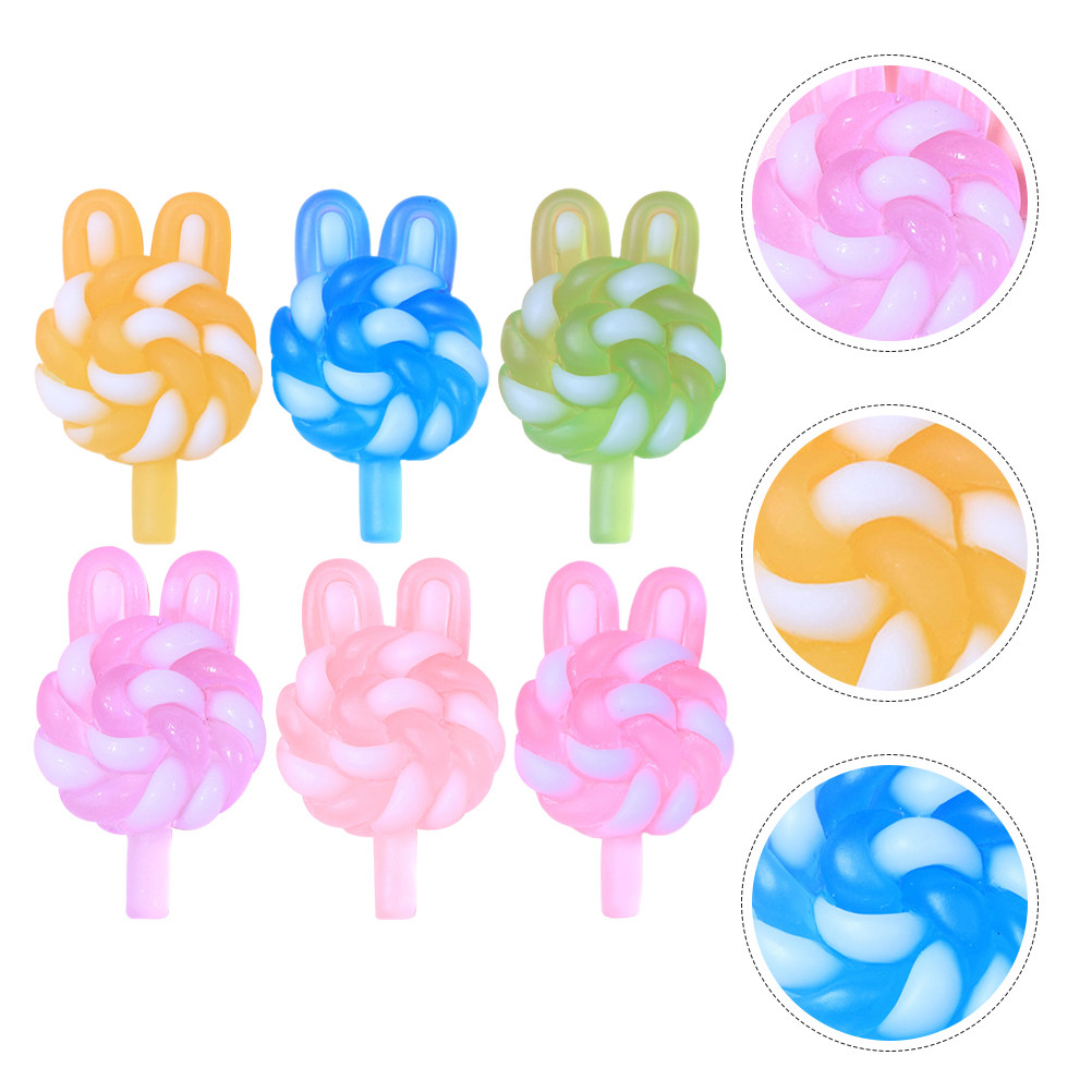 Art Craft Resin - 24Pcs Cute Cartoon Lollipop Charms Rabbit
