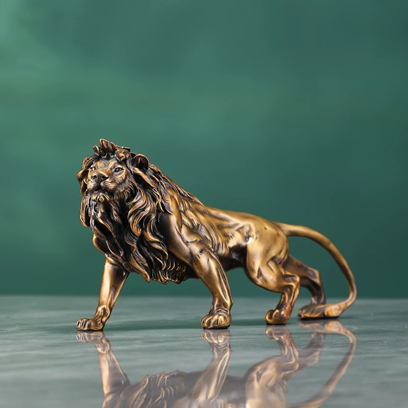 Art Craft Lion - Copper Lion Sculpture Ornament,Brass Crafts,Office Desktop