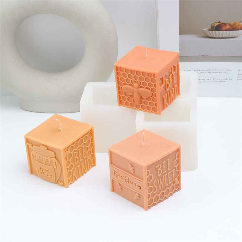 Letter S Art Craft - 3D Honeycomb Pillar Bee Silicone Candle