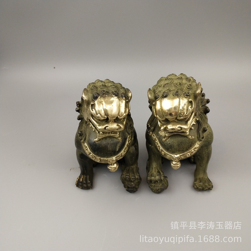 Art Craft Lion - Brass double-eared copper bells, decorative collectibles,