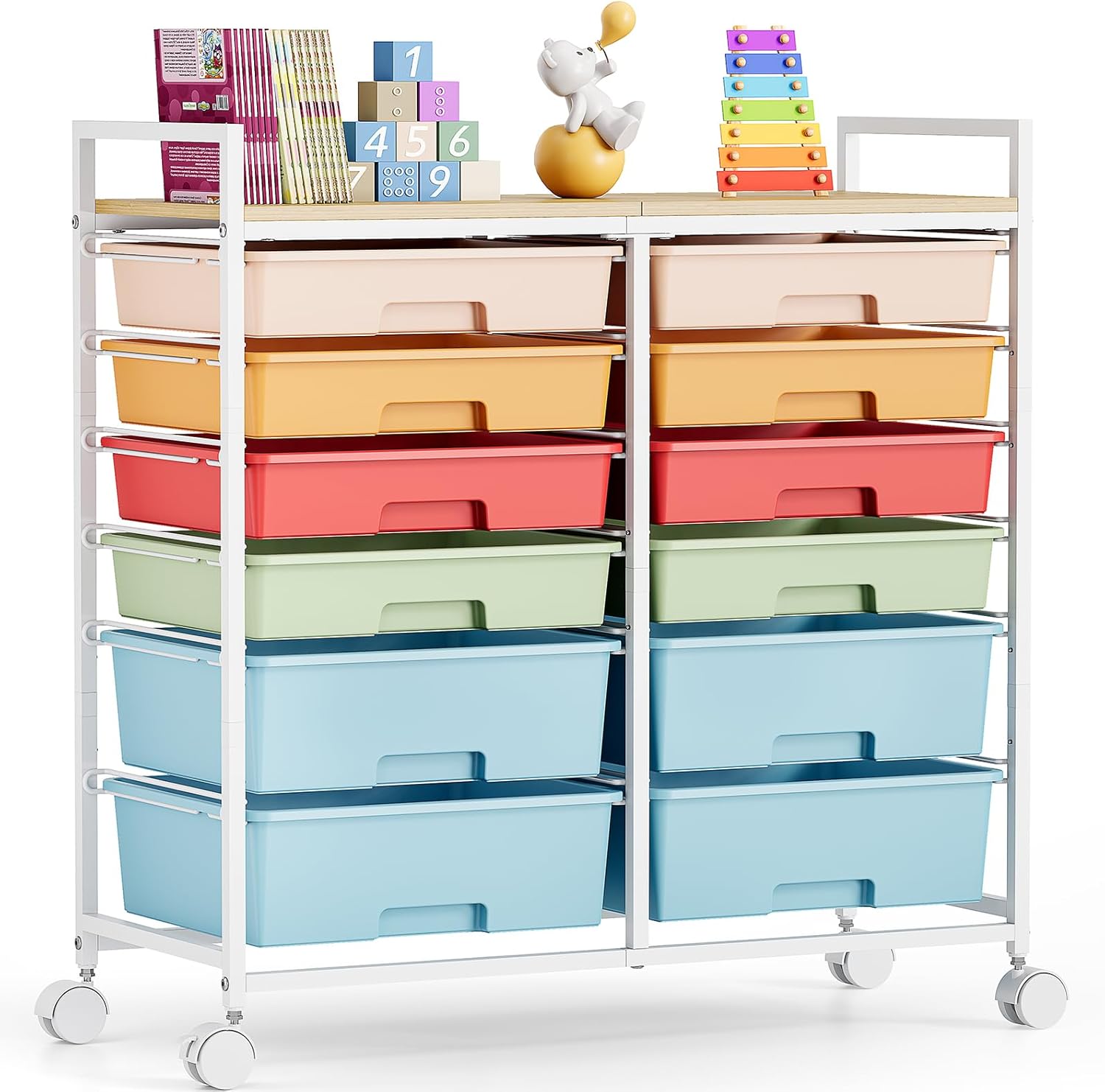 Rolling Storage Cart with 12 D - Art Craft Rainbow recension och pris