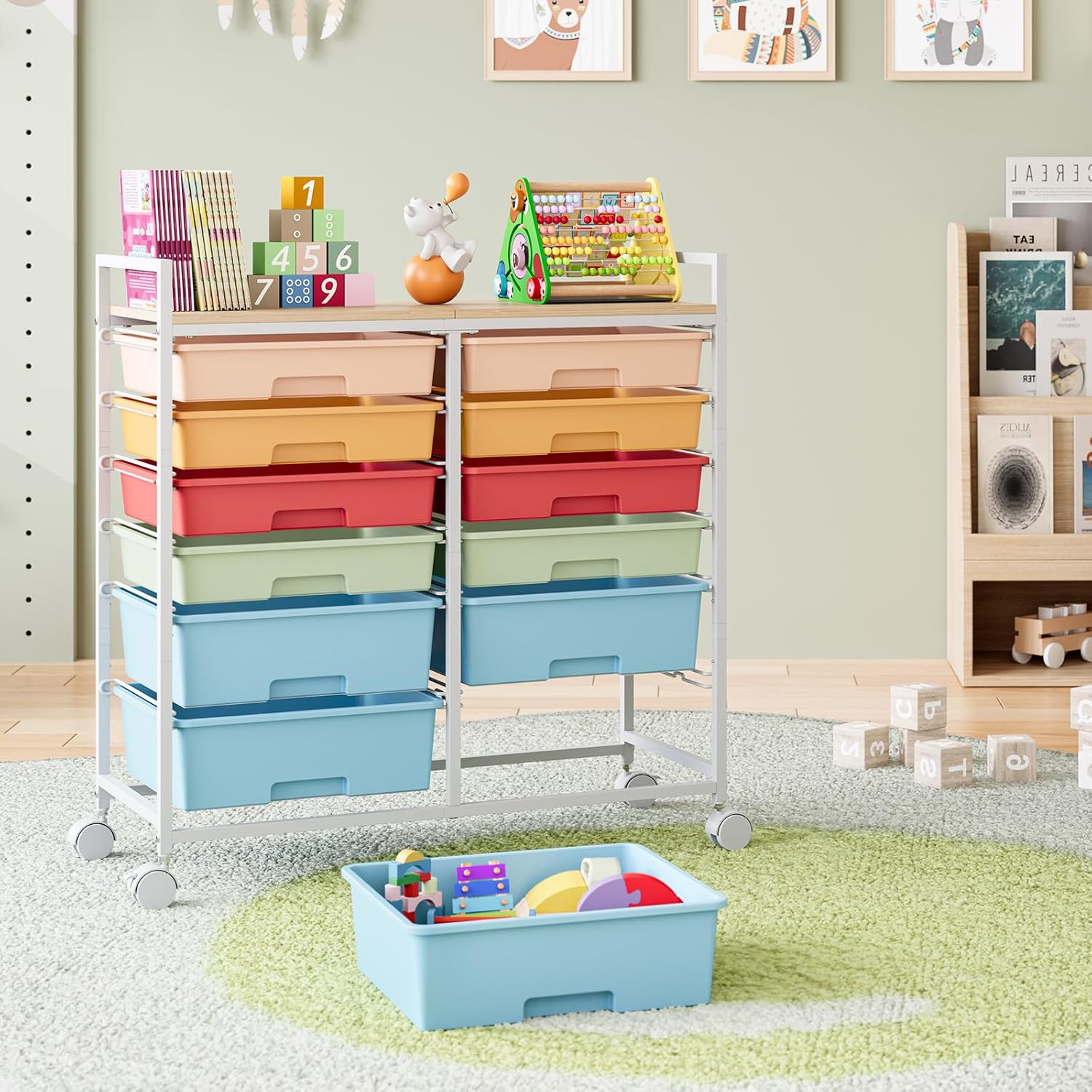 Rolling Storage Cart with 12 D - Art Craft Rainbow recension och pris