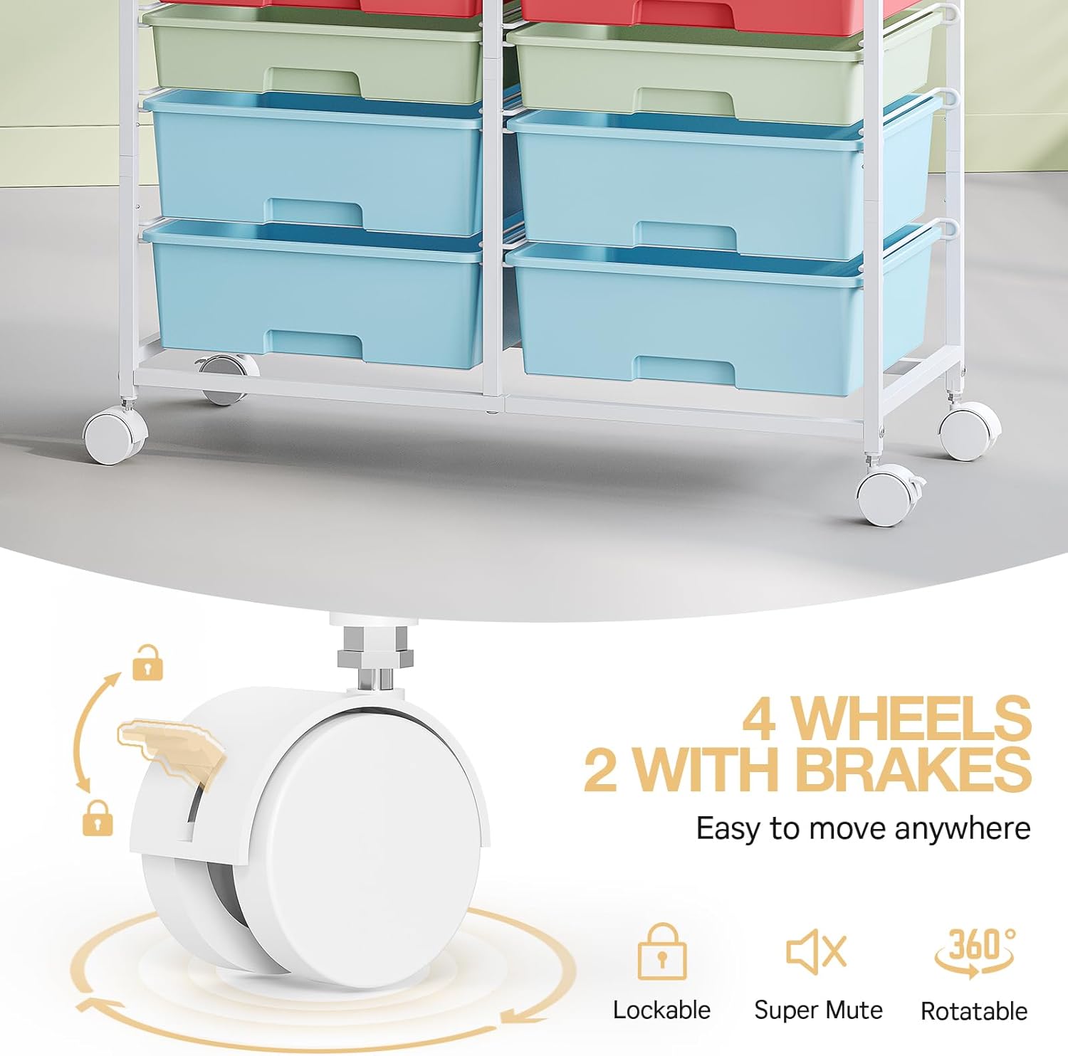 Rolling Storage Cart with 12 D - Art Craft Rainbow recension och pris