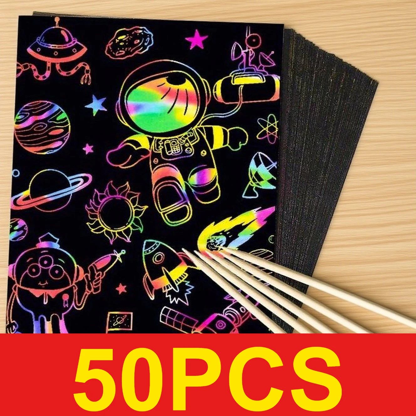 50 pcs Scratch Paper Kids Rain - Art Craft Rainbow recension och pris